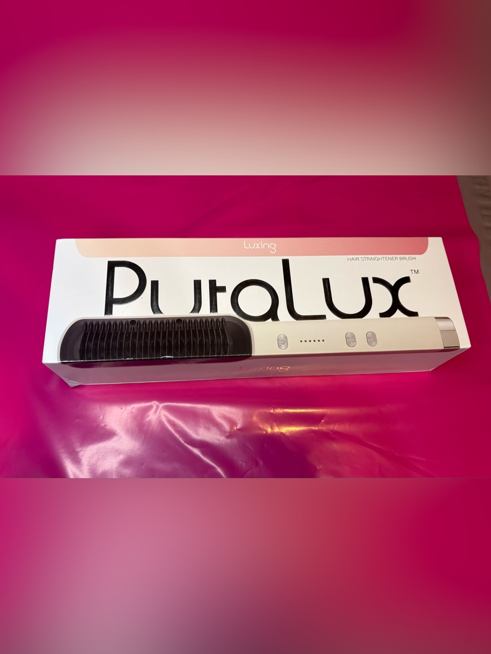 Luxing PuraLux Hair Straightener Brush Ceramic 5 Heat 230°C Auto Shut-Off White